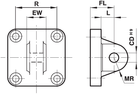 Universal rear eye for cylinder diameter 40mm