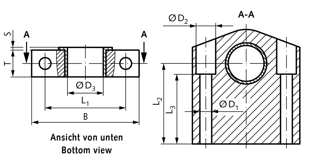Swivel feet set including screws for worm gear screw jack NPT and NPK size 1 bearing inner Ø 15mm