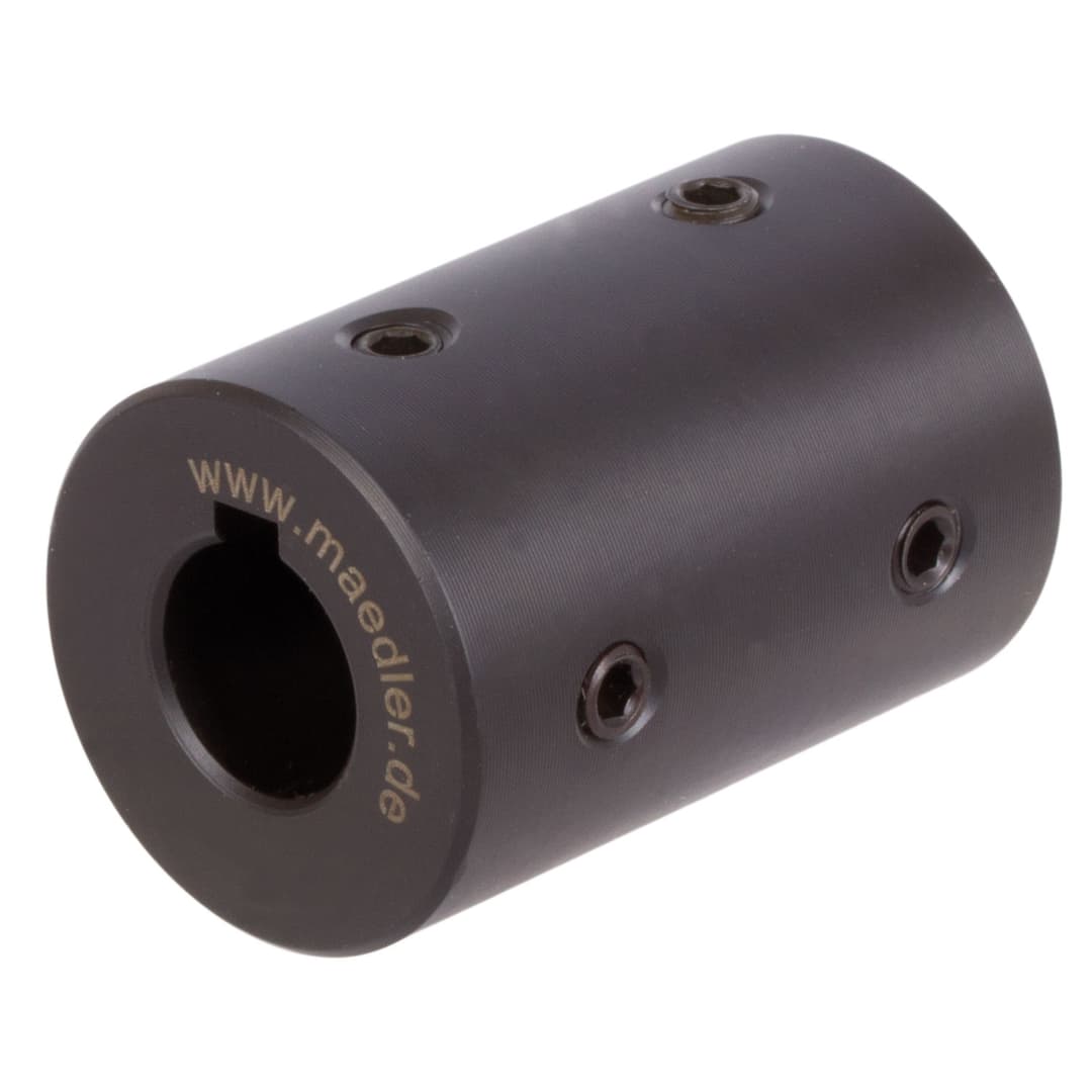 Set-screw coupling TR steel C45 black oxide finished bore 16mm with keyway