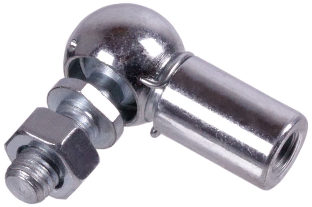 Angle joint DIN 71802 type C size 16 thread M10 right with nut steel zinc-plated