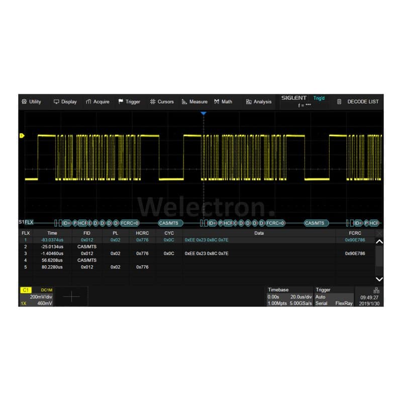 Siglent SDS-5000X-Flexray Trigger/Decoding