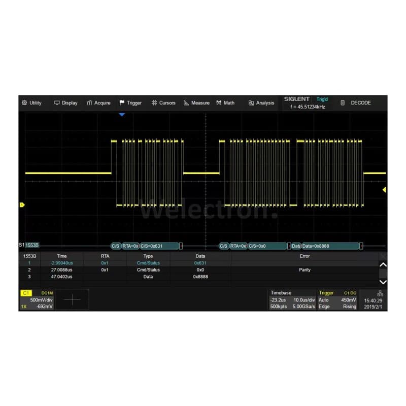 Siglent SDS-5000X-MIL1553B Trigger/Decoding