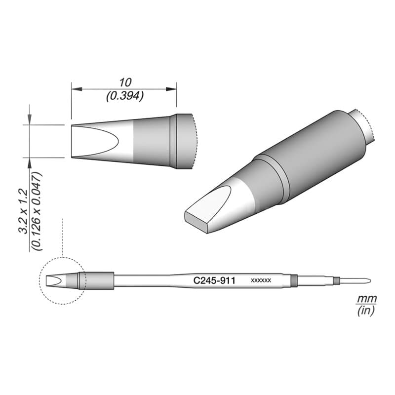 JBC C245-911 Lötspitze 3,2 x 1,2 mm Meißel gerade