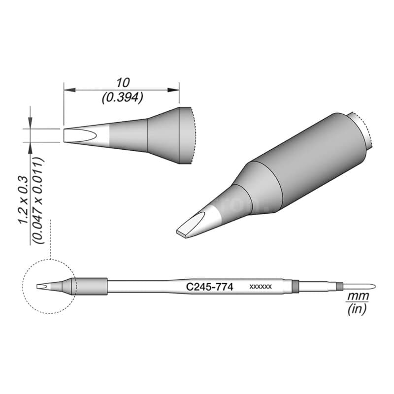 JBC C245-774 Lötspitze 1,2 x 0,3 mm Meißel gerade