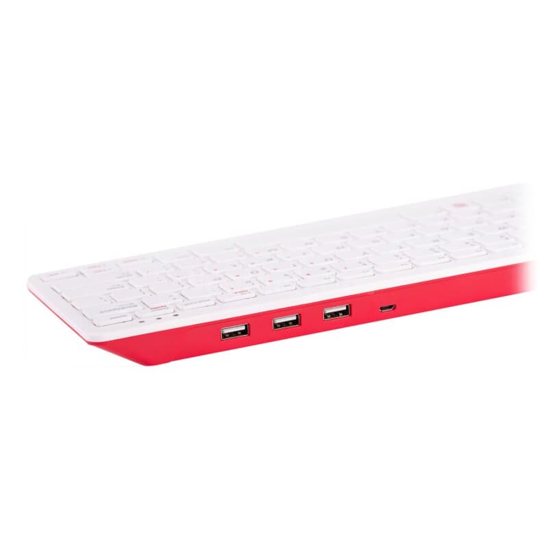 Offizielle Raspberry Pi Tastatur mit USB-Hub rot/weiß (DE)