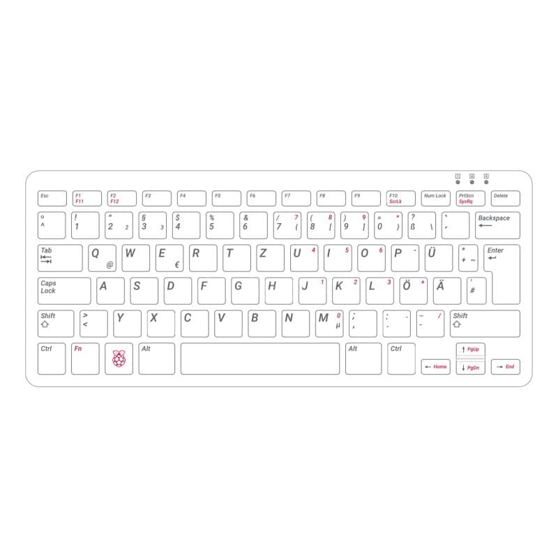 Offizielle Raspberry Pi Tastatur mit USB-Hub rot/weiß (DE)
