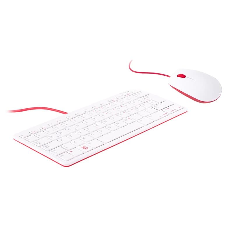 Offizielle Raspberry Pi Tastatur/Maus-Kombination rot/weiß (DE)