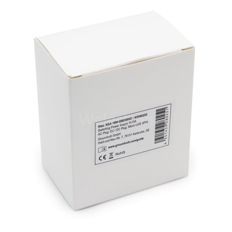 Groundvolt Steckernetzteil 5,1V/3A micro-USB (EU fixed)