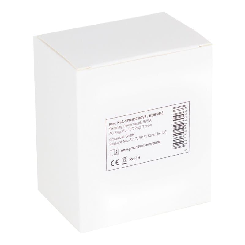 Groundvolt Steckernetzteil 5,1V/3A USB-C (EU fixed)