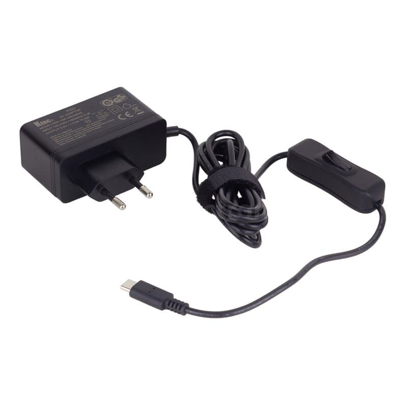 Groundvolt Steckernetzteil 5,1V/3A USB-C mit Schalter (EU fixed)