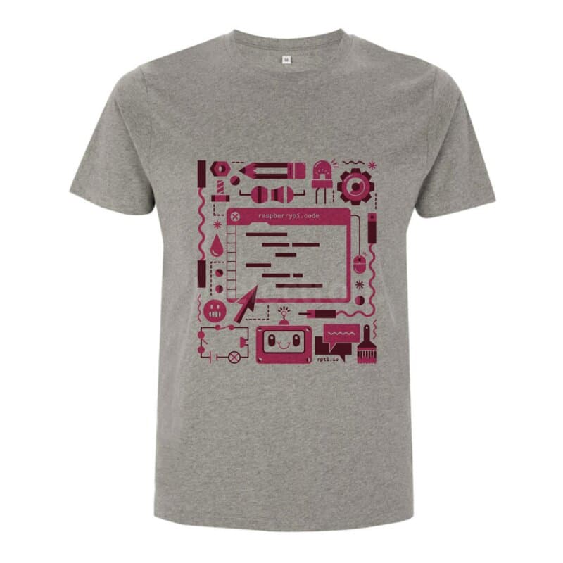 Offizielles Raspberry Pi Colour Code T-Shirt grau XL