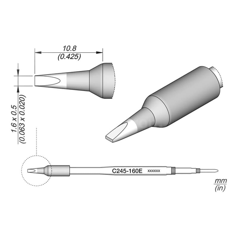 JBC C245-160E Lötspitze 1,6 x 0,5 mm Meißel gerade