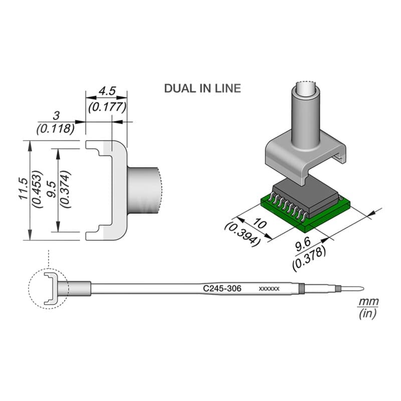 JBC C245-306 SMD-Entlötspitze 9,6 x 10 mm Dual In-Line