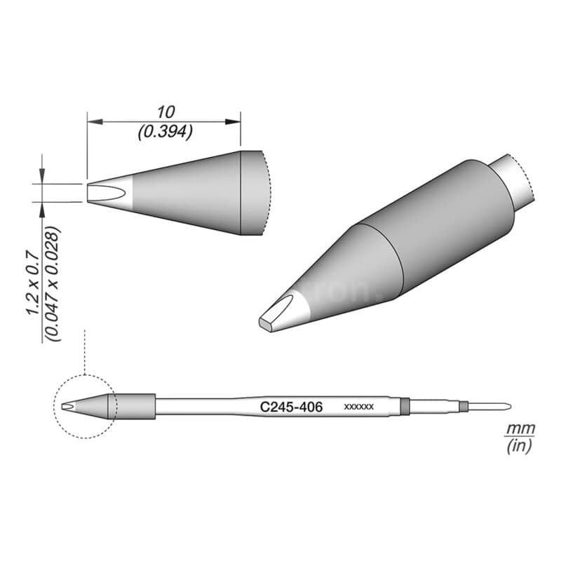JBC C245-406 Lötspitze 1,2 x 0,7 mm Meißel gerade
