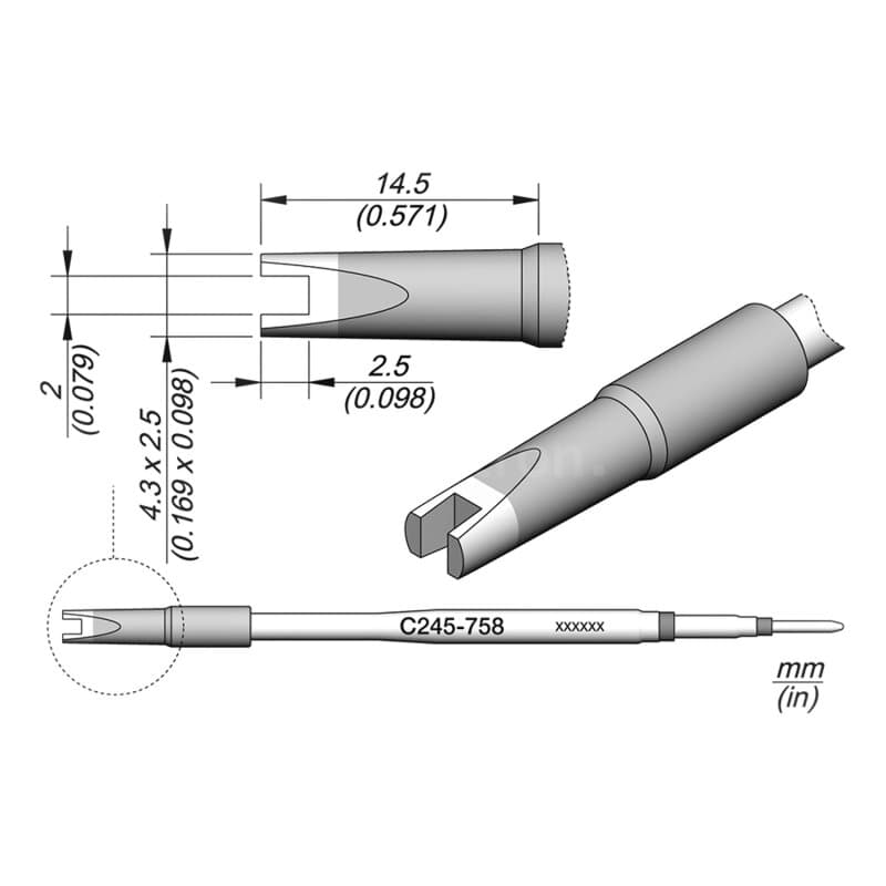 JBC C245-758 SMD-Entlötspitze 2,0 mm Gabel