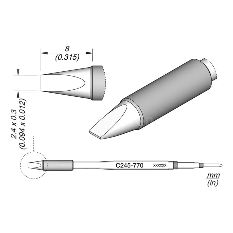 JBC C245-770 Lötspitze 2,4 x 0,3 mm Meißel gerade
