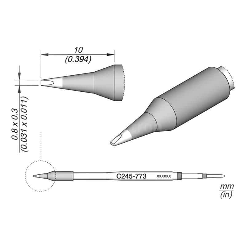 JBC C245-773 Lötspitze 0,8 x 0,3 mm Meißel gerade
