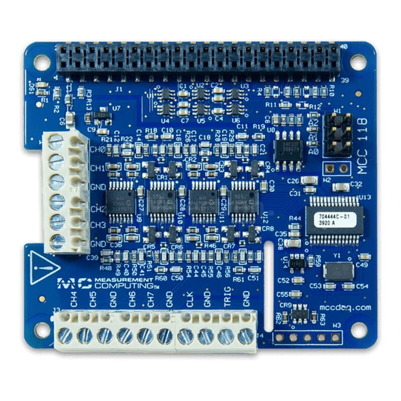 Digilent MCC 118 Voltage DAQ HAT für Raspberry Pi (8 CH 14-bit)