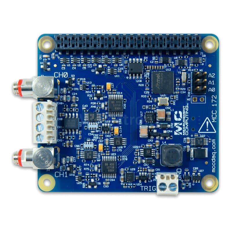 Digilent MCC 172 IEPE Sensor DAQ HAT für Raspberry Pi (2 CH 24-bit) mit Koaxialkabel