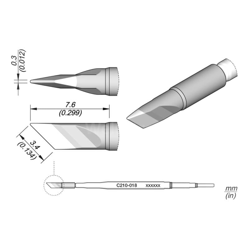 JBC C210-018 Lötspitze 3,4 x 0,3 mm Klinge