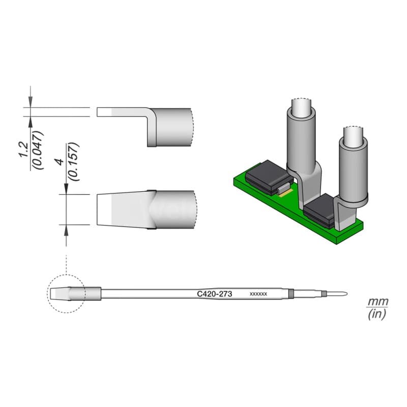 JBC C420-273 Lötspitze 4,0 mm Dual In-Line gerade