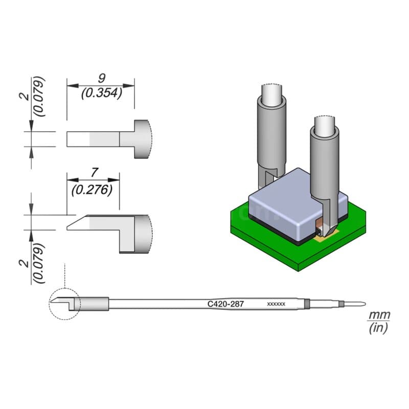 JBC C420-287 Lötspitze 2,0 mm Sonderform gerade