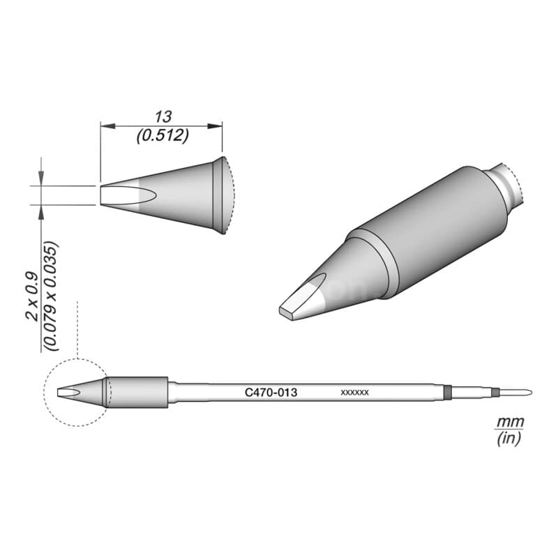 JBC C470-013 Lötspitze 2,0 x 0,9 mm Meißel gerade