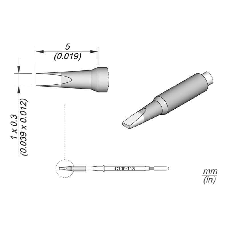 JBC C105-113 Lötspitze 1,0 x 0,3 mm Meißel gerade