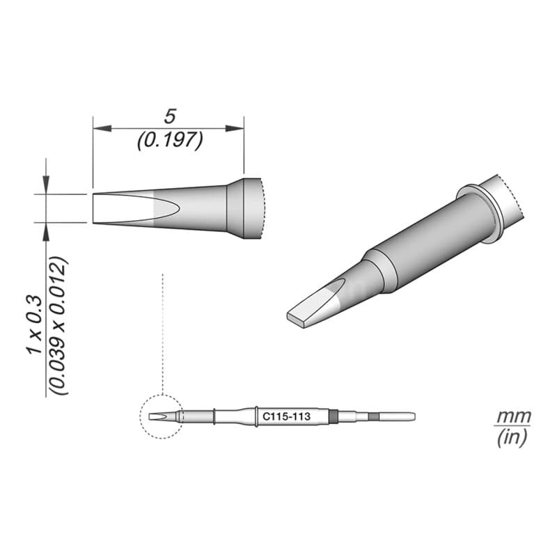 JBC C115-113 Lötspitze 1,0 x 0,3 mm Meißel gerade