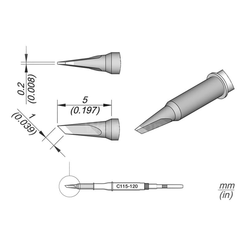 JBC C115-120 Lötspitze 1,0 x 0,2 mm Klinge gerade