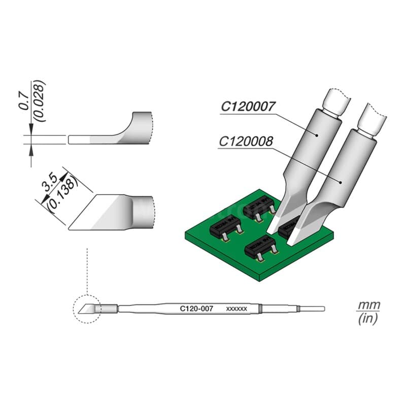 JBC C120-007 Entlötspitze 3,5 mm Dual In-Line schräg