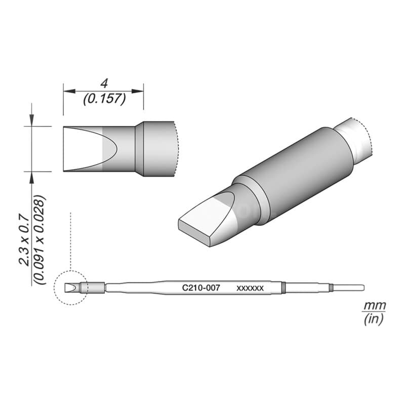 JBC C210-007 Lötspitze 2,3 x 0,7 mm Meißel gerade