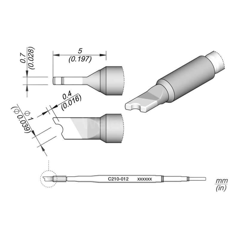 JBC C210-012 Lötspitze Ø 1,0/0,7 x 0,4 mm Sonderform