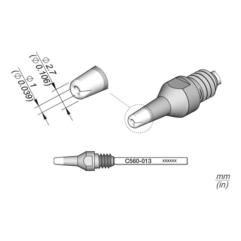 JBC C560-013 Entlötspitze Ø 1,0 / 2,7 mm Düse gerade