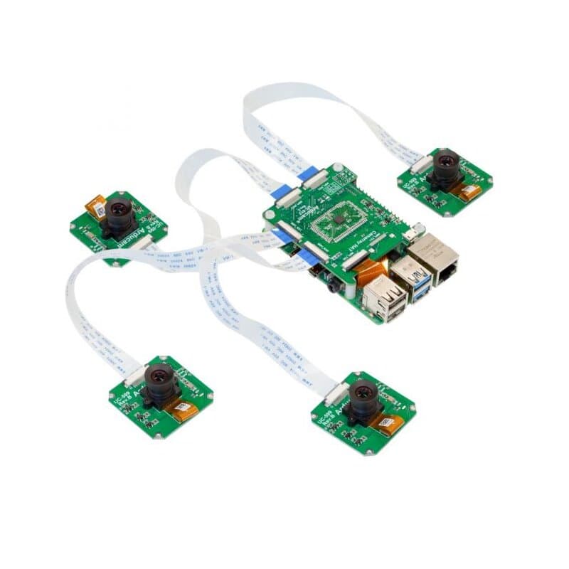 Arducam B0267 1MP*4 Quadrascopic Monochrome Camera Bundle Kit for Raspberry Pi