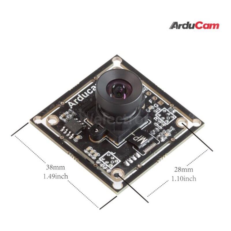 Arducam B0322 2MP OV2311 Global Shutter Monochrome USB Camera Board with Low Distortion M12 Lens Without Microphones