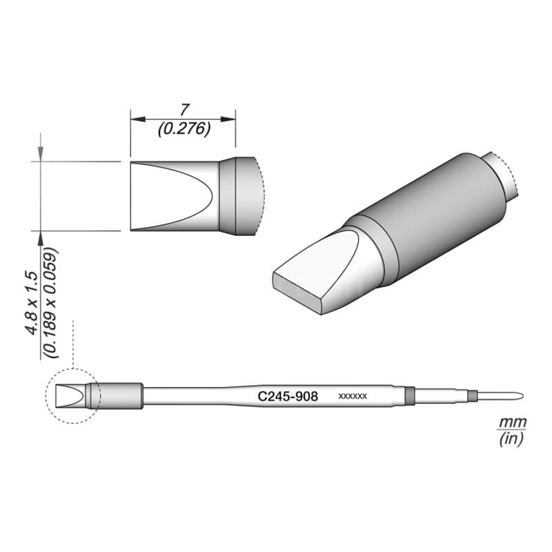 JBC C245-908 Lötspitze 4,8 x 1,5 mm Meißel gerade